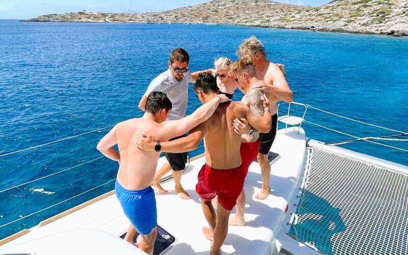 Men playing on a luxury yacht