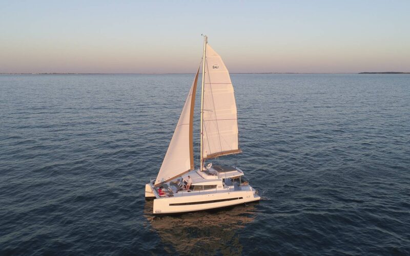 Yacht during a sunset cruise